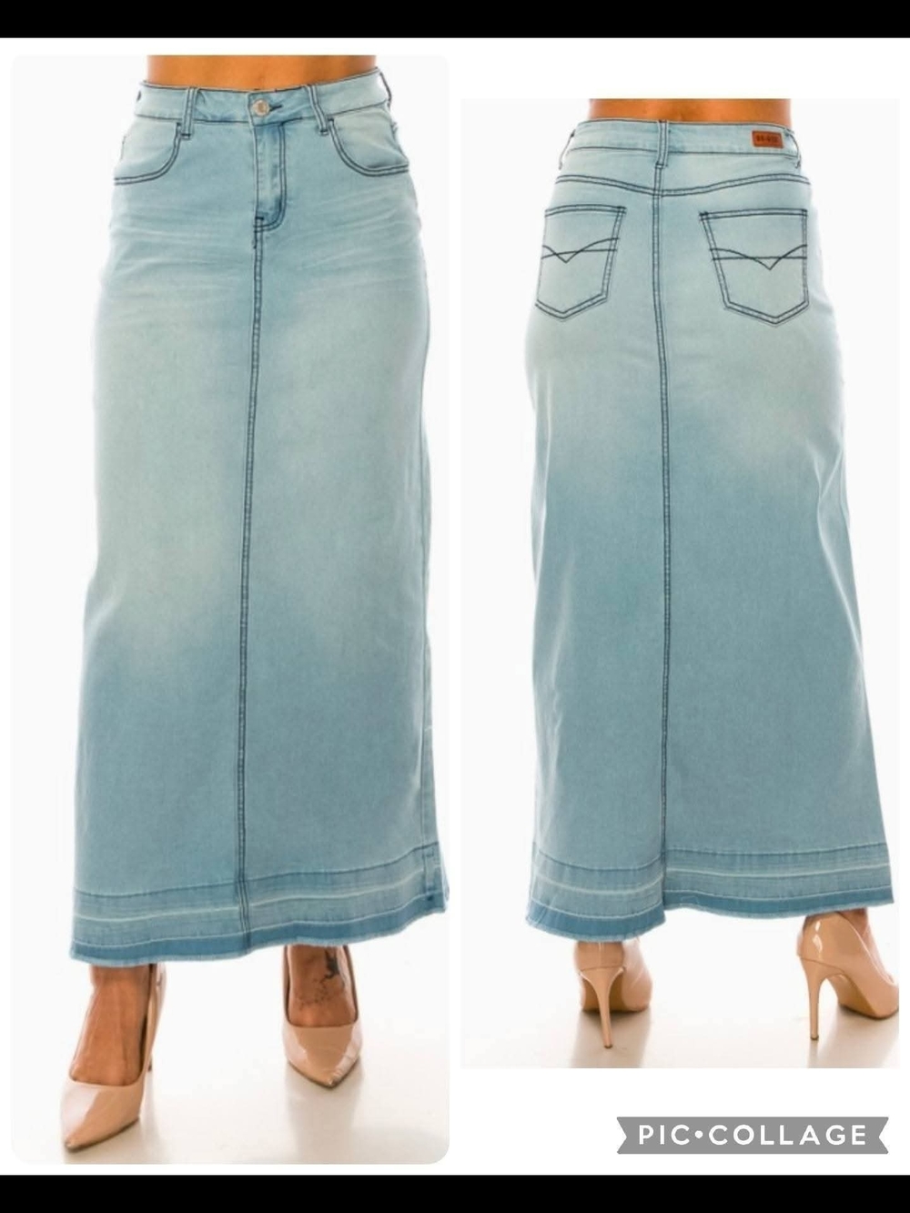 Light Blue Denim Maxi Skirt - High-Rise Casual Maxi